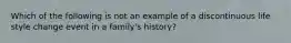 Which of the following is not an example of a discontinuous life style change event in a family's history?