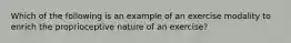 Which of the following is an example of an exercise modality to enrich the proprioceptive nature of an exercise?