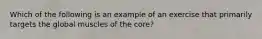 Which of the following is an example of an exercise that primarily targets the global muscles of the core?