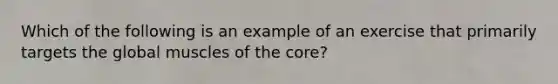 Which of the following is an example of an exercise that primarily targets the global muscles of the core?