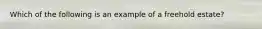 Which of the following is an example of a freehold estate?