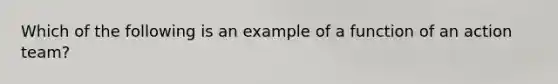 Which of the following is an example of a function of an action team?