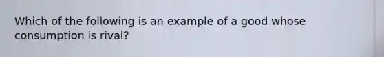 Which of the following is an example of a good whose consumption is rival?