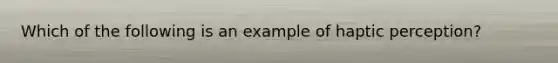 Which of the following is an example of haptic perception?