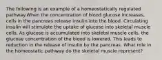 The following is an example of a homeostatically regulated pathway.When the concentration of blood glucose increases, cells in the pancreas release insulin into the blood. Circulating insulin will stimulate the uptake of glucose into skeletal muscle cells. As glucose is accumulated into skeletal muscle cells, the glucose concentration of the blood is lowered. This leads to reduction in the release of insulin by the pancreas. What role in the homeostatic pathway do the skeletal muscle represent?