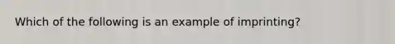 Which of the following is an example of imprinting?