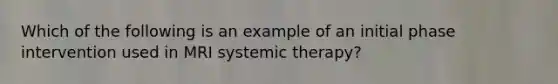 Which of the following is an example of an initial phase intervention used in MRI systemic therapy?