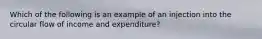 Which of the following is an example of an injection into the circular flow of income and expenditure?​