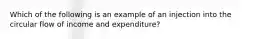 Which of the following is an example of an injection into the circular flow of income and expenditure?