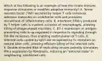 Which of the following is an example of how the innate immune response stimulates or modifies adaptive immunity? A. Tumor necrosis factor (TNF) secreted by helper T cells enhances adhesion molecules on endothelial cells and promotes recruitment of inflammatory cells. B. Interferon (IFN)-γ produced by T helper cells is a potent activator of macrophages, allowing killing of phagocytosed microbes. C. B7-1 expression on antigen-presenting cells is up-regulated in response to signaling through Toll-like receptors, thus enabling costimulation of T cells. D. Infected cells coated by IgG3 are recognized by Fc receptors on natural killer cells, allowing efficient killing of the infected cells. E. Double-stranded RNA of replicating viruses potently stimulates IFN-γ expression by fibroblasts, inducing an "antiviral state" in neighboring, uninfected cells.