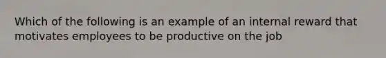 Which of the following is an example of an internal reward that motivates employees to be productive on the job