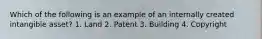 Which of the following is an example of an internally created intangible asset? 1. Land 2. Patent 3. Building 4. Copyright