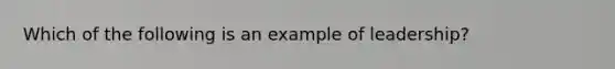 Which of the following is an example of leadership?