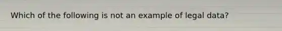 Which of the following is not an example of legal data?