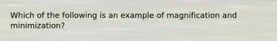 Which of the following is an example of magnification and minimization?