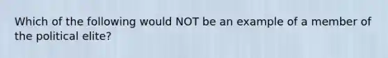 Which of the following would NOT be an example of a member of the political elite?