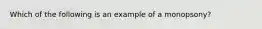 Which of the following is an example of a monopsony?