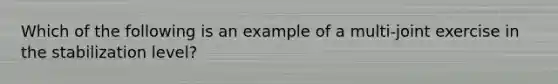 Which of the following is an example of a multi-joint exercise in the stabilization level?