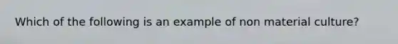 Which of the following is an example of non material culture?