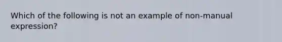 Which of the following is not an example of non-manual expression?