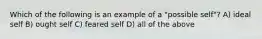 Which of the following is an example of a "possible self"? A) ideal self B) ought self C) feared self D) all of the above