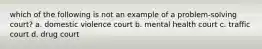 which of the following is not an example of a problem-solving court? a. domestic violence court b. mental health court c. traffic court d. drug court