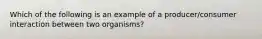 Which of the following is an example of a producer/consumer interaction between two organisms?