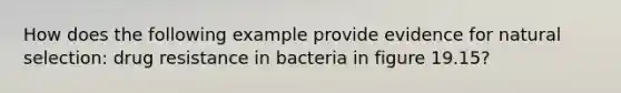 How does the following example provide evidence for natural selection: drug resistance in bacteria in figure 19.15?