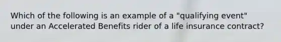 Which of the following is an example of a "qualifying event" under an Accelerated Benefits rider of a life insurance contract?