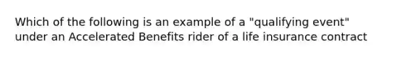 Which of the following is an example of a "qualifying event" under an Accelerated Benefits rider of a life insurance contract