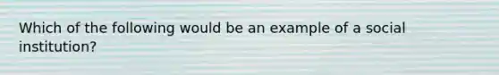 Which of the following would be an example of a social institution?