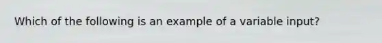 Which of the following is an example of a variable input?