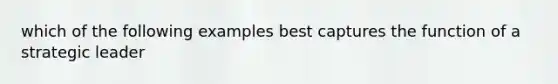 which of the following examples best captures the function of a strategic leader