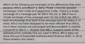 Which of the following are examples of the differences that exist between IKEv1 and IKEv2? a. IKEv1 Phase 1 has two possible exchanges: main mode and aggressive mode. There is a single exchange of a message pair for IKEv2 IKE_SA. b. IKEv2 has a simple exchange of two message pairs for the CHILD_SA. IKEv1 uses an exchange of at least three message pairs for phase 2. In short, IKEv2 has been designed to be more efficient than IKEv1, since fewer packets are exchanged and less bandwith is needed compared to IKEv1. c. Despite that IKEv1 supports some of the authentication methods that are used in IKEv2, IKEv1 does not allow the use of Extensible Authentication Protocol (EAP). d. All of these answers are correct.