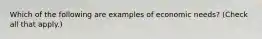 Which of the following are examples of economic needs? (Check all that apply.)