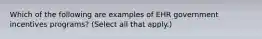 Which of the following are examples of EHR government incentives programs? (Select all that apply.)