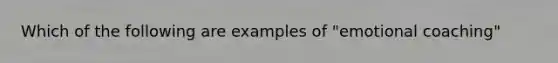 Which of the following are examples of "emotional coaching"