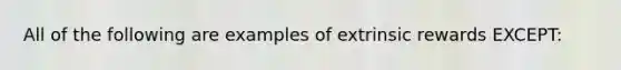 All of the following are examples of extrinsic rewards EXCEPT: