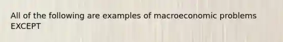 All of the following are examples of macroeconomic problems EXCEPT