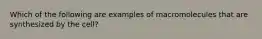 Which of the following are examples of macromolecules that are synthesized by the cell?