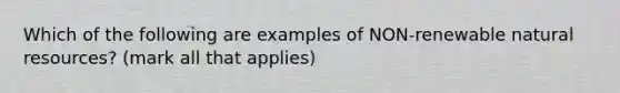 Which of the following are examples of NON-renewable natural resources? (mark all that applies)