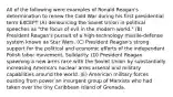 All of the following were examples of Ronald Reagan's determination to renew the Cold War during his first presidential term EXCEPT (A) denouncing the Soviet Union in political speeches as "the focus of evil in the modern world." (B) President Reagan's pursuit of a high-technology missile-defense system known as Star Wars. (C) President Reagan's strong support for the political and economic efforts of the independent Polish labor movement, Solidarity. (D) President Reagan spawning a new arms race with the Soviet Union by substantially increasing America's nuclear arms arsenal and military capabilities around the world. (E) American military forces ousting from power an insurgent group of Marxists who had taken over the tiny Caribbean island of Grenada.