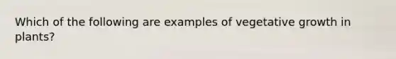 Which of the following are examples of vegetative growth in plants?
