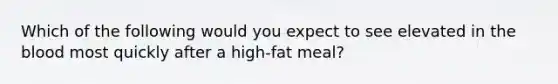 Which of the following would you expect to see elevated in the blood most quickly after a high-fat meal?