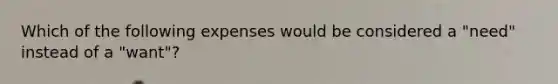 Which of the following expenses would be considered a "need" instead of a "want"?