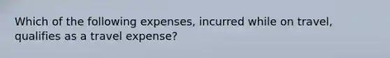 Which of the following expenses, incurred while on travel, qualifies as a travel expense?