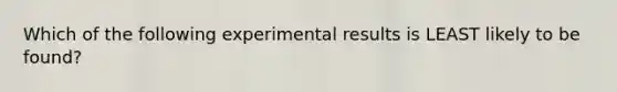 Which of the following experimental results is LEAST likely to be found?