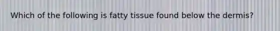 Which of the following is fatty tissue found below the dermis?