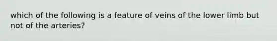 which of the following is a feature of veins of the lower limb but not of the arteries?