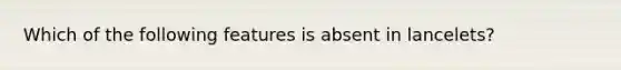 Which of the following features is absent in lancelets?